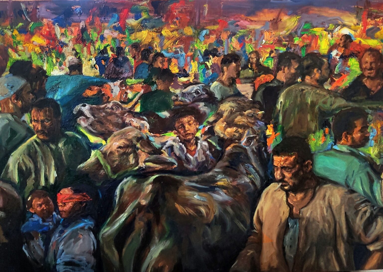 Cattle market, 2022, oil on canvas, 100×70