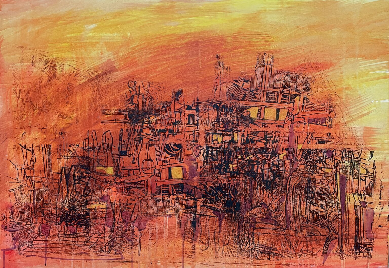 24) Haidy Mohamed Hassan – Linocut on Fabric – 124 × 93 cm – 2025