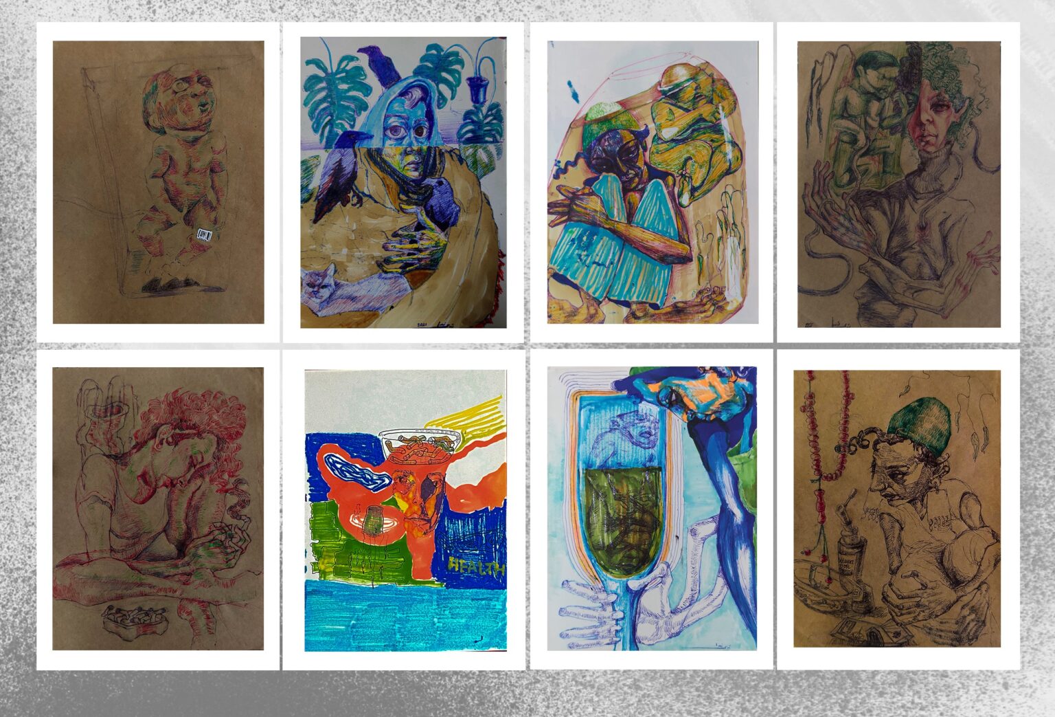 Mental Disorders
2023
Mixed Media on paper
8 pieces each on 22x30 cm