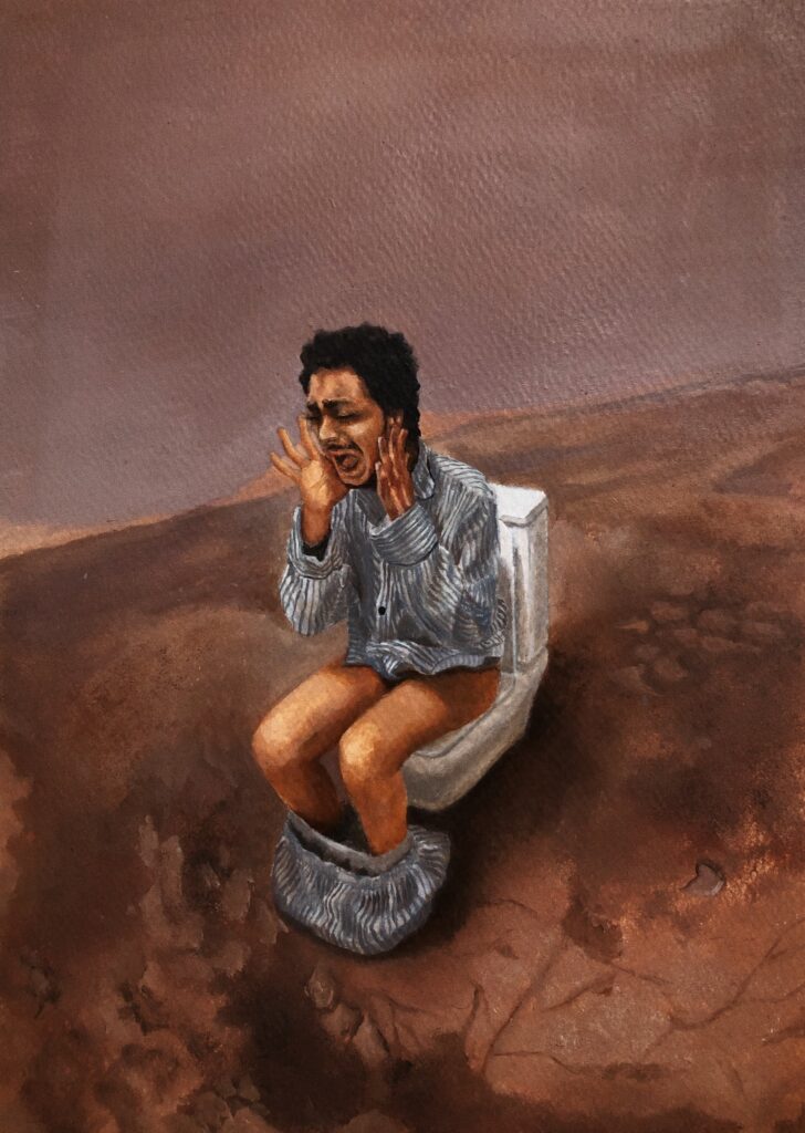 There's no bidet on mars
2023
Oil on paper
21 x 30 cm