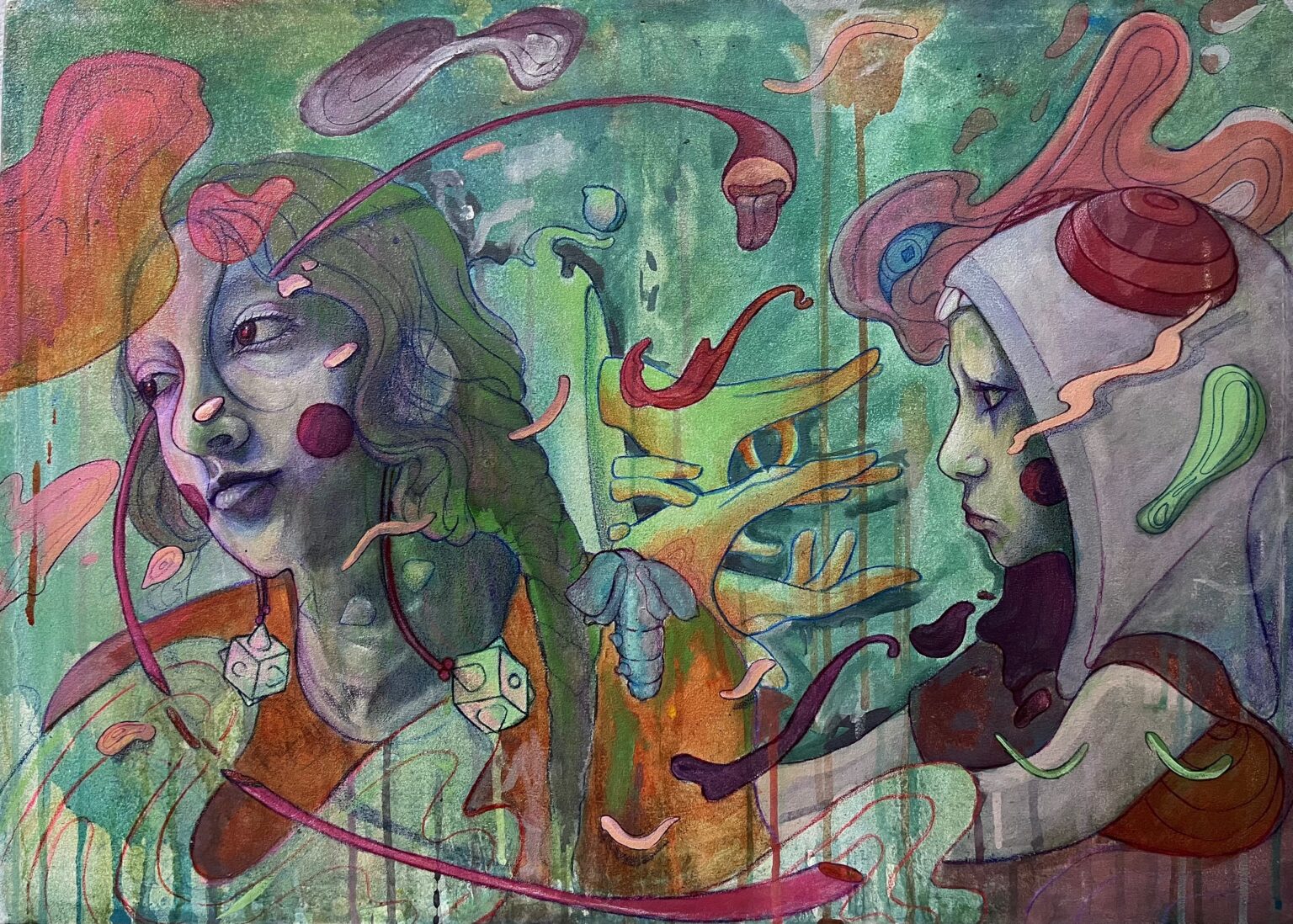 "الأختين"
اكرليك علي كانفس
70*60cm
2025