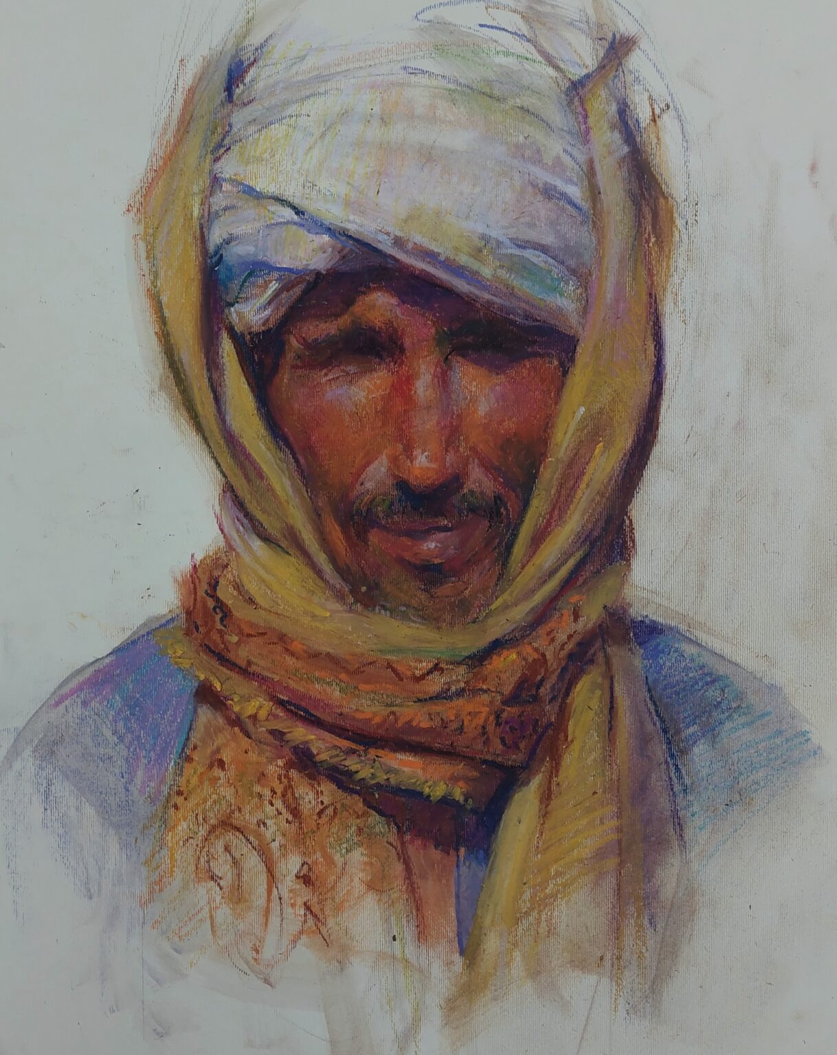 العنوان/ بورتريه من الأقصر
السنة/ 2026
الخامة/ oil pastel on paper
الابعاد/ 42×32