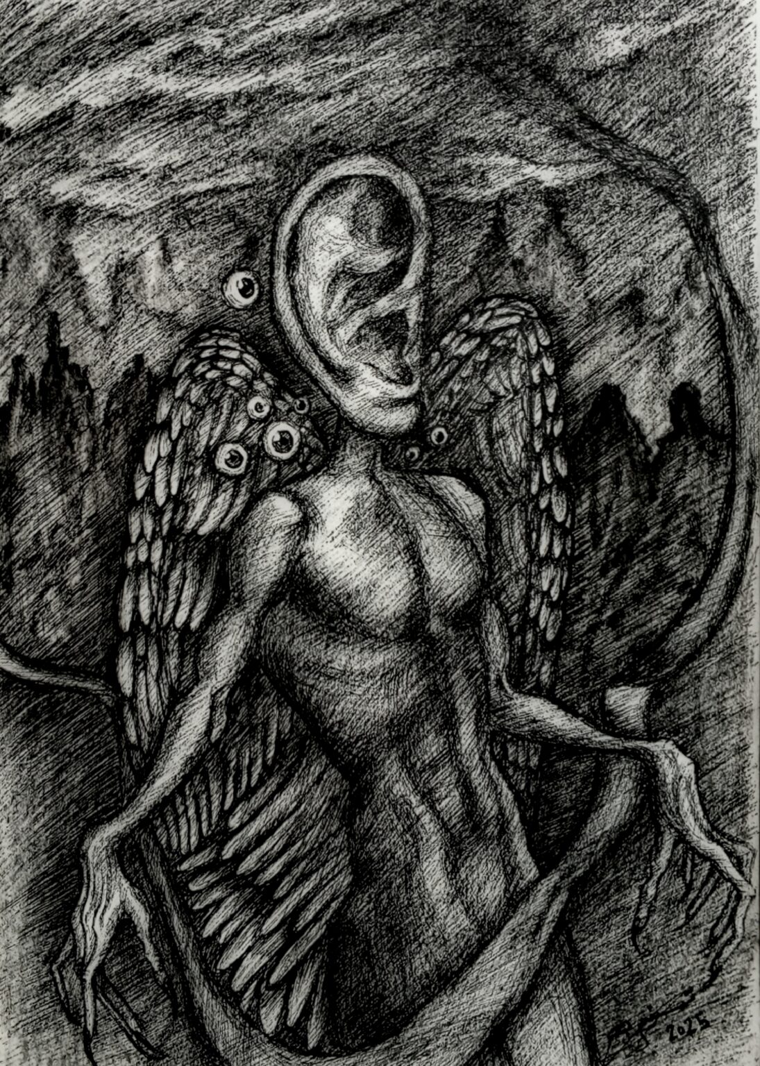 "من وادي عبقر 2025 Ink on paper 21* 29.7 cm "