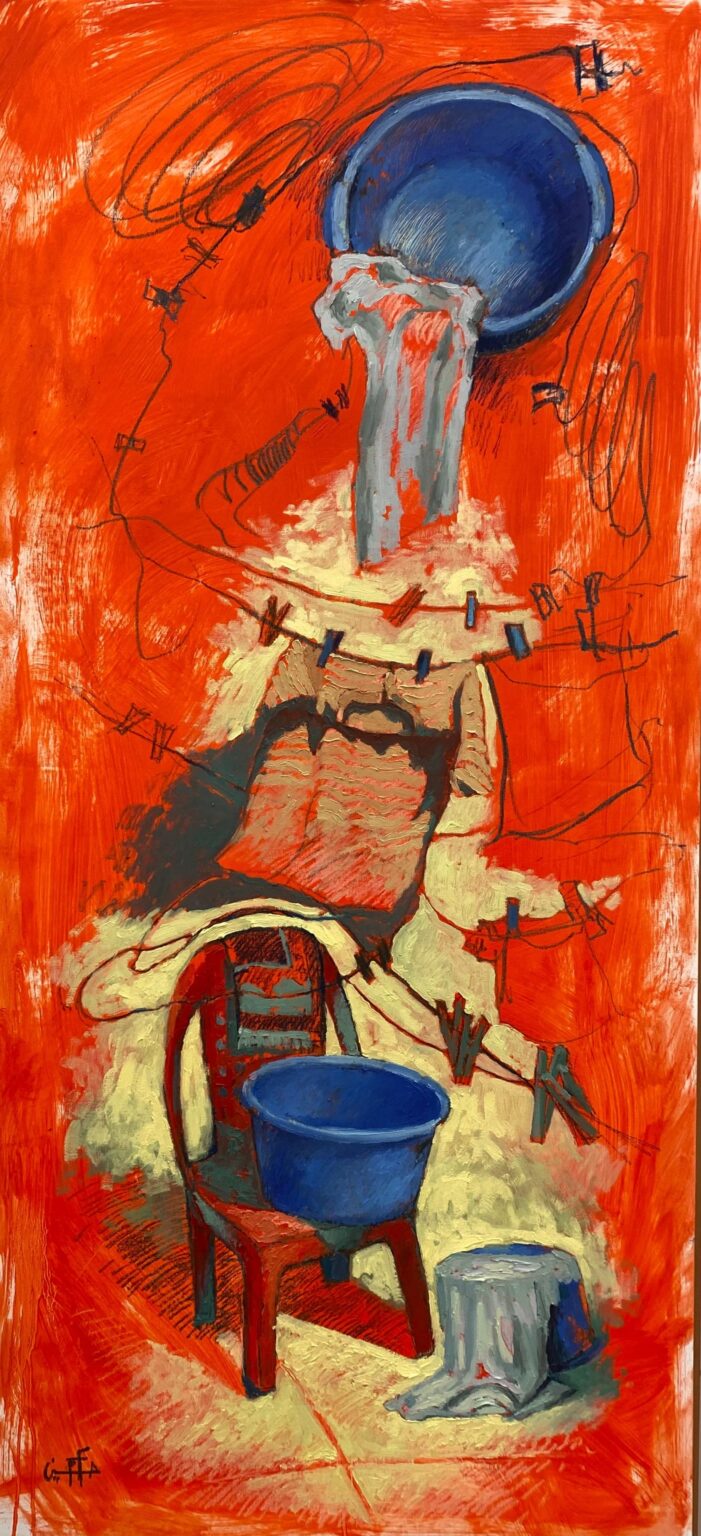 Plastic chairs,oilpainting on canvas size: 130*60, 2025
