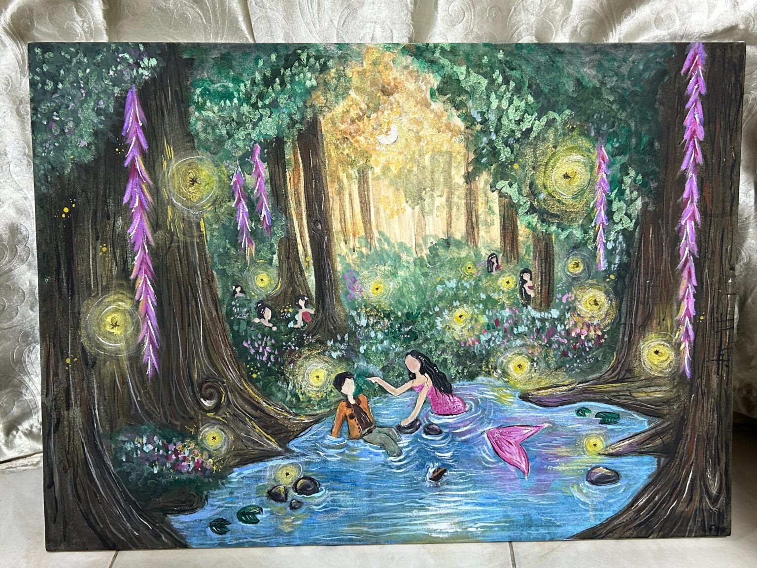 A mystical evening, 2025, acrylic on Canva, 70x100, Afnan Fathi Ali.
