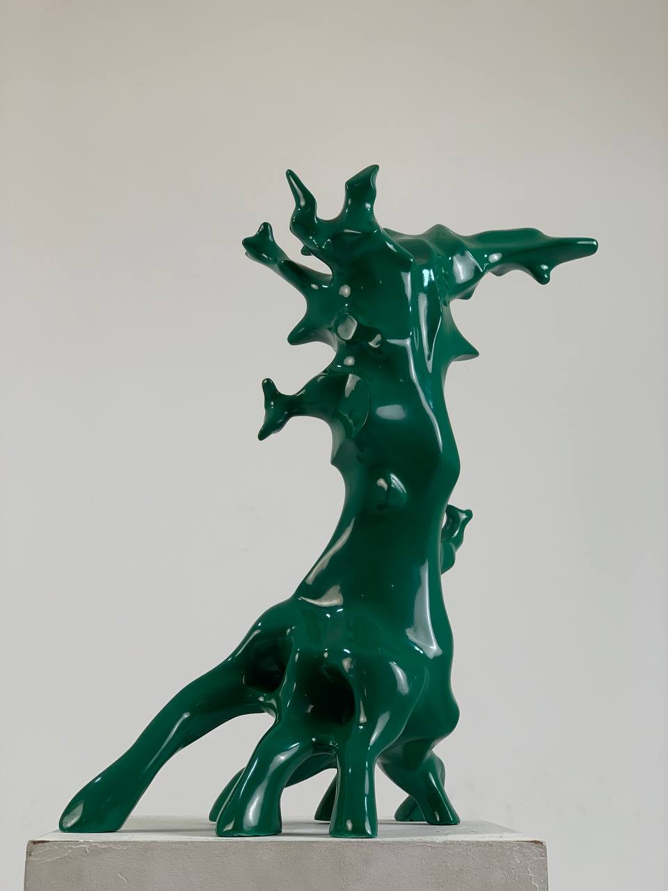 The Ancestor I:
The 'Ancestors Series' is a collection of sculptures that illustrates the
idea of a biological ancestor evolving through phases of
transformation, eventually giving rise to humanity.The deep
connection that humans feel with nature may simply be longing for
the familial ties they share with it.
Ancestor I is the starter piece of this series, The very first member of
the gigantic family tree and the first ancient tree that took those
gentle steps towards becoming humanoid.
70 cm H × 50 cm W × 17 cm D
Polyester 1/1
2024
