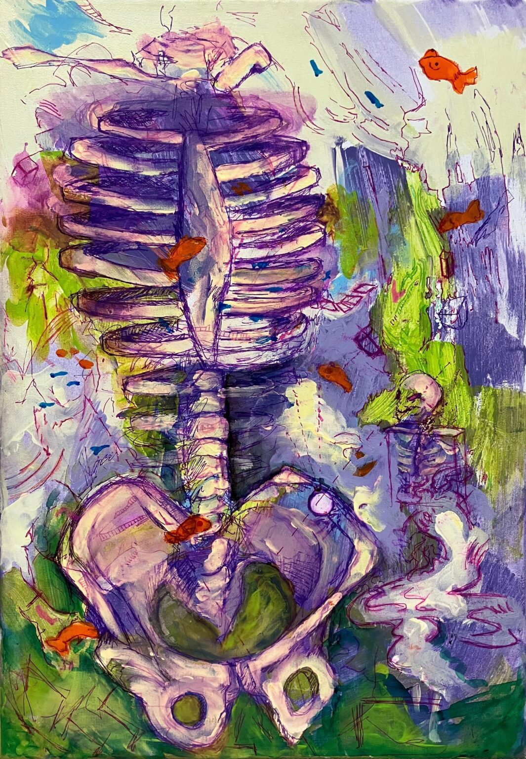 "RIBS" 2025 Medium: Mixed Media on Canvas (Acrylic, Ink, Marker) size:35*50