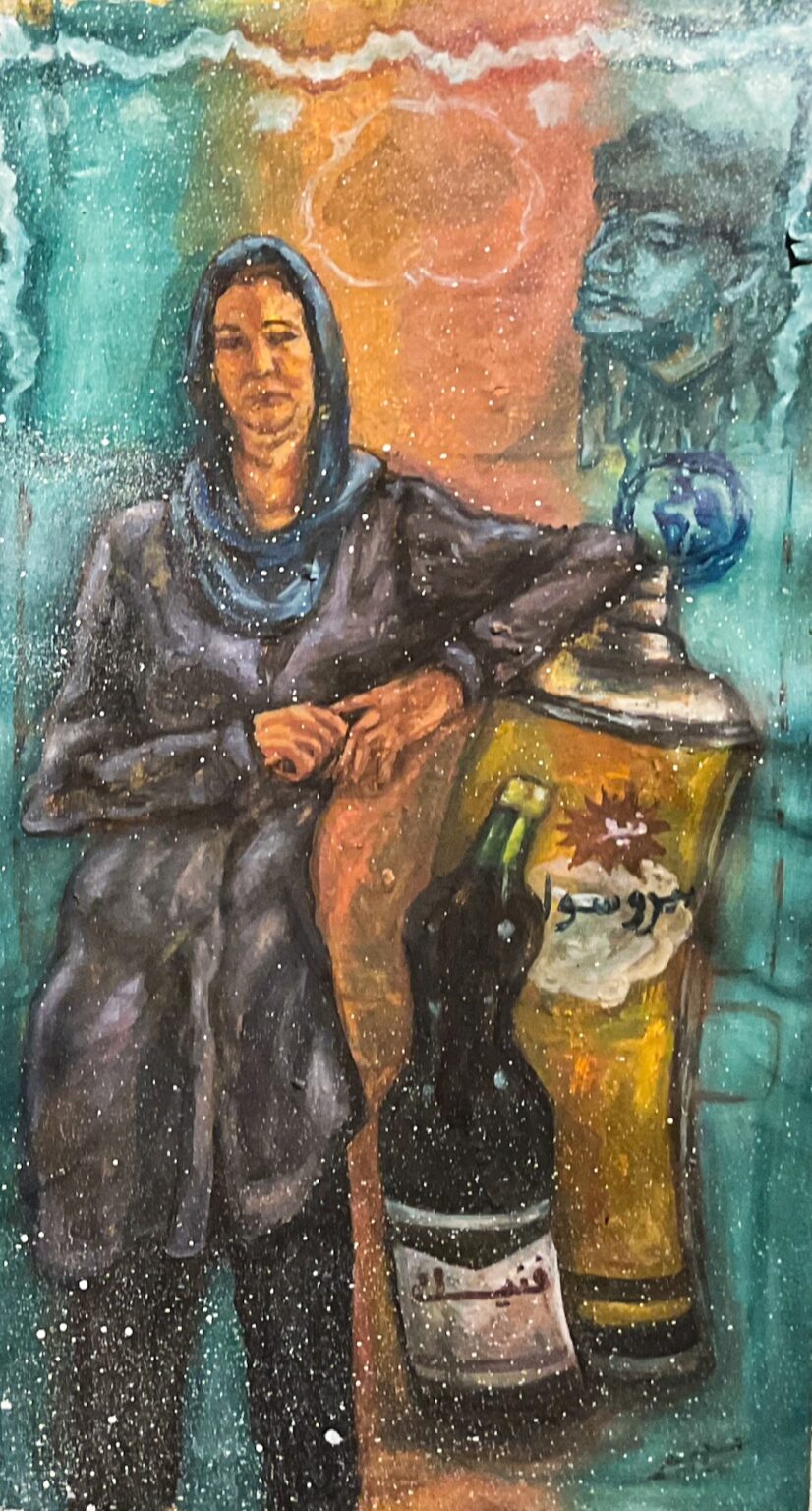 "Ghada. 2025 Mixed media on canvas 35* 25 cm "