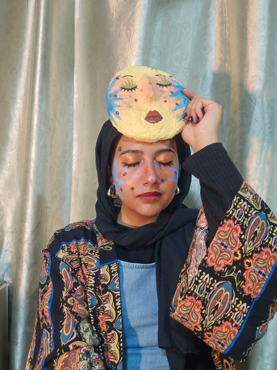 (No title yet), 2026, Recycled paper mask, acrylic, and gypsum, Afnan Fathi Ali.