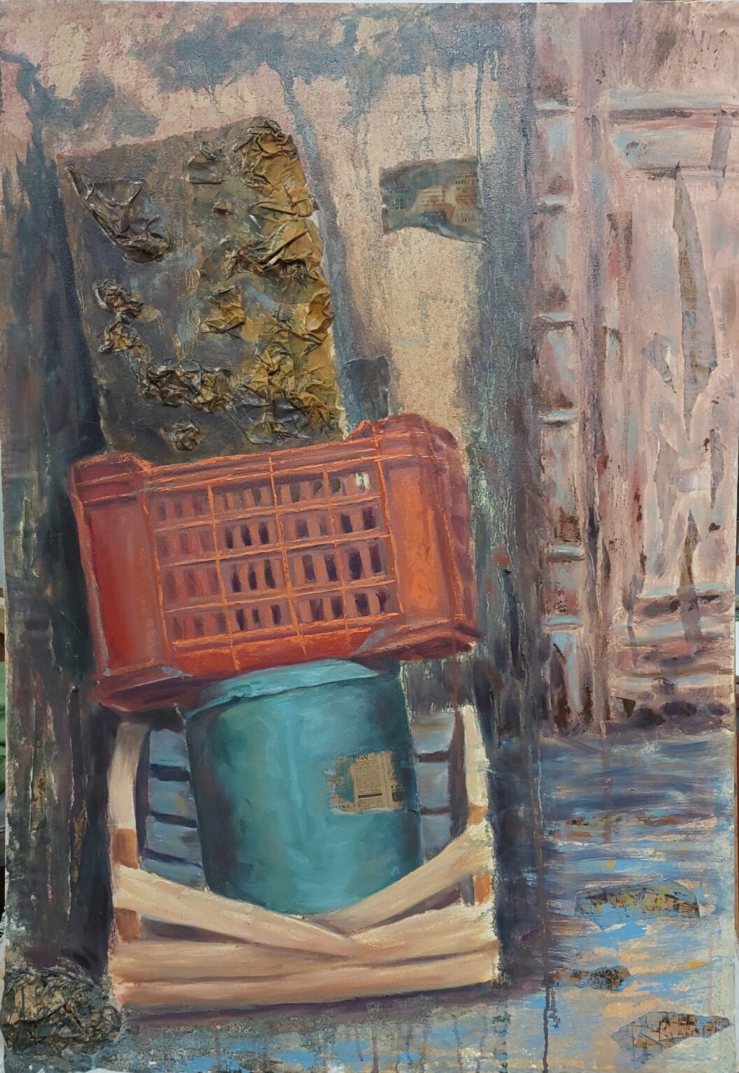 Remnants of a city 2026 Oil colors with collagen 100 * 70 cm